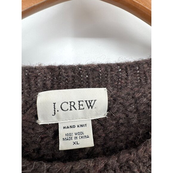J. CREW Hand-knit Sweater Men's sz XL 100% Shetland Wool Brown Chunky Fisherman - Picture 2 of 3